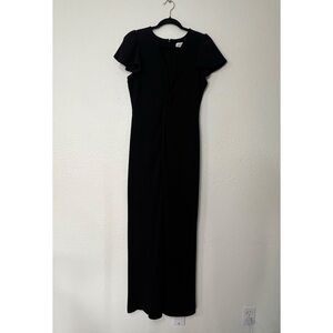 Gibson Latimer Black Pant V-Neck Jumpsuit Ruffle Cap Sleeve, Women’s Size Medium
